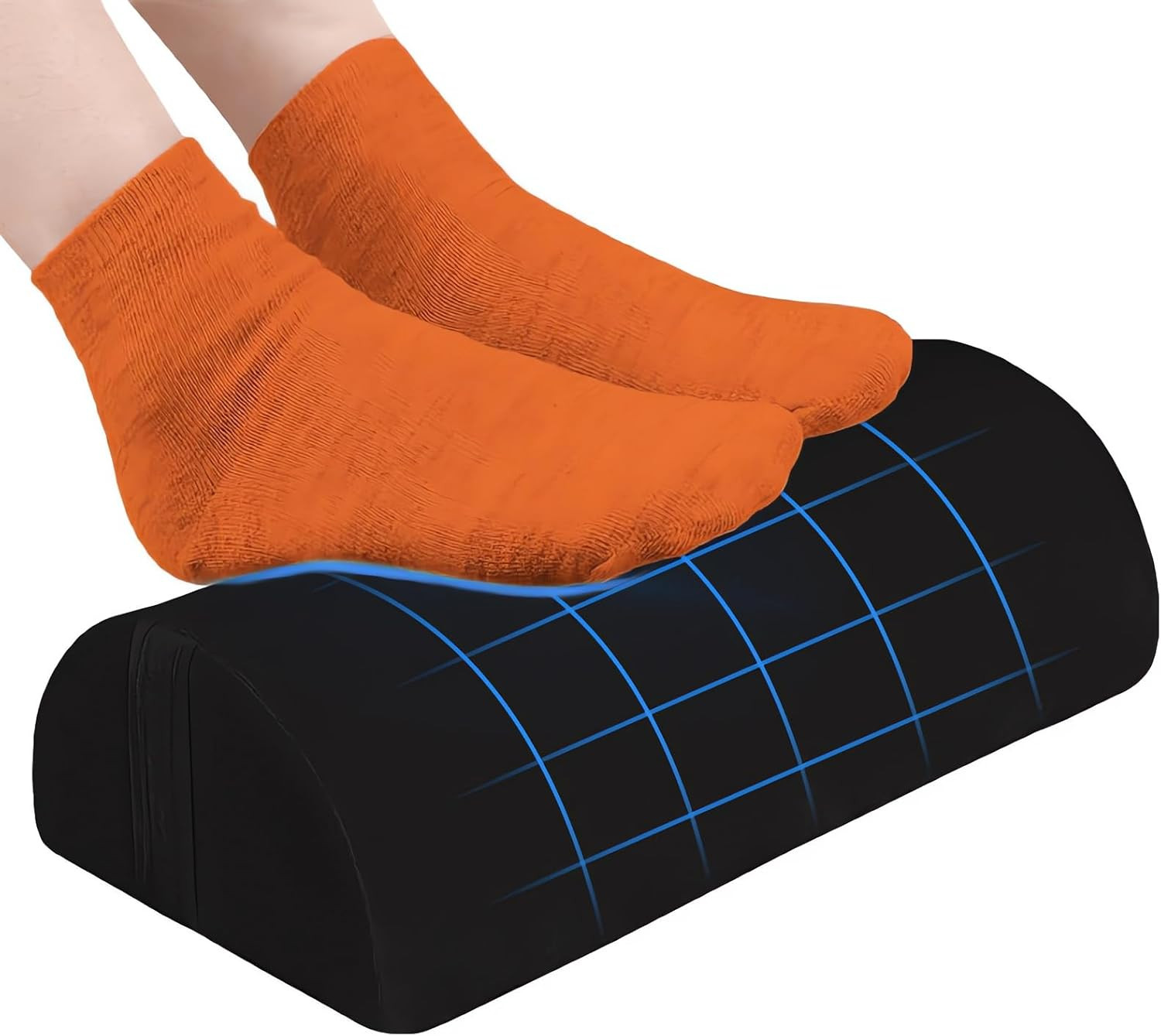 Foot Rest under Desk, Ergonomic Desk Footrest Cushion with Washable Cover & Port