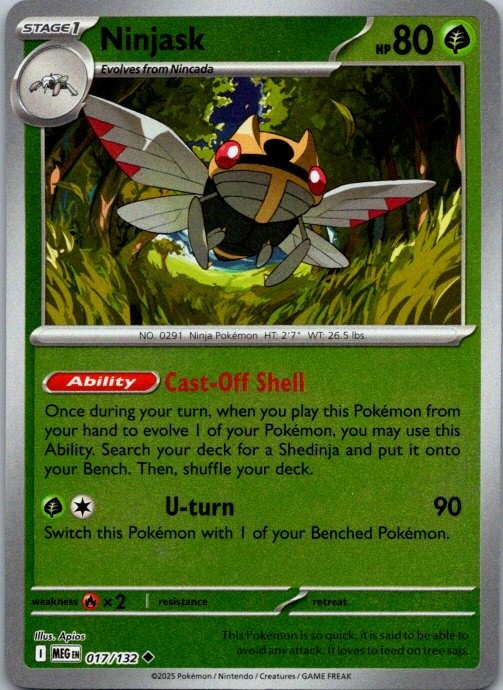 Ninjask - Uncommon ME01: Mega Evolution 017/132 NM Reverse
