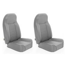High Back Front Bucket Seats Gray Denim Set 2pcs For Jeep Wrangler Cj Yj Tj Lj