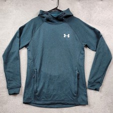 Under Armour Hoodie Mens Small Green Cold Gear Pullover Sweatshirt Fitted