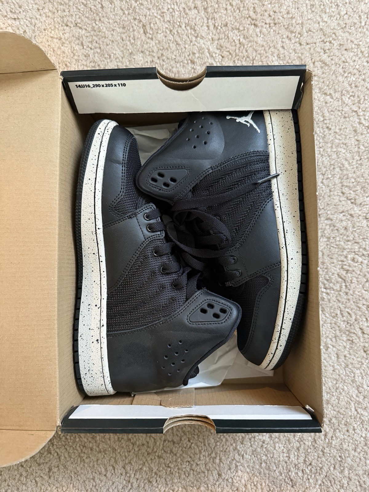 NIKE Jordan 1 Flight 4 Premium Black Platinum Shoes 828237-020 Youth Size 6 