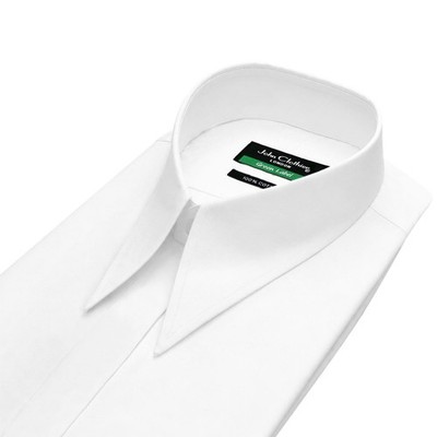 Men's Wedding White Hidden Placket Shirt Vintage Spear Arrow Point Dagger Collar