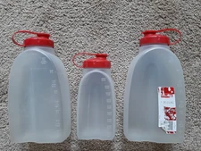 3 Rubbermaid MixerMate Drink Beverage Containers Bottles w/Red Flip Top Lids USA