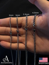 18-24" Stainless Steel Silver Chain Cuban Curb Mens Men Womens Necklace 2-4.5 mm