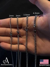 18-24" Stainless Steel Silver Chain Cuban Curb Mens Men Womens Necklace 2-4.5 mm