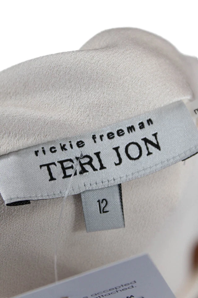 Vestido midi forrado manga larga texturizado Teri Jon para mujer talla champán Foto 4 de 4