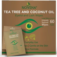 NOVEHA Tea Tree & Coconut Oil Eyelid & Lash Wipes | For Demodex, Blepharitis ...