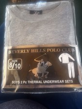 Beverly Hills Polo Club Boys Light Gray 2-Piece Thermal Underwear Set, 16/18 New