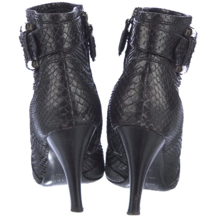 Burberry Black Python-Embossed Leather Ankle Boot… - image 2