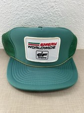 NOS Vintage Emery Worldwide CF Company Green SnapBack Trucker Hat Free Shipping