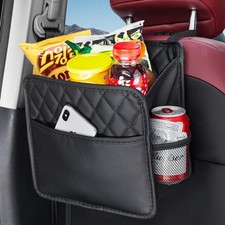 Car Organizer Back Seat, Waterproof Pu Leather Car Seat Storage Bag Foldable Uni
