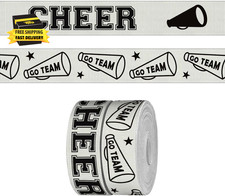 2 Rolls 6 Yards Sports Cheerleading Ribbon for Crafting Sewing, 7/8 Inch White B