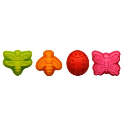 Silikon 4er Set Mini Kuchenformen Hitzebeständig Mehrfarbig Backen Küche