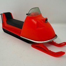 Vintage Processed Plastic Co Orange Snowmobile Toy Aurora IL Made in USA 10.5in