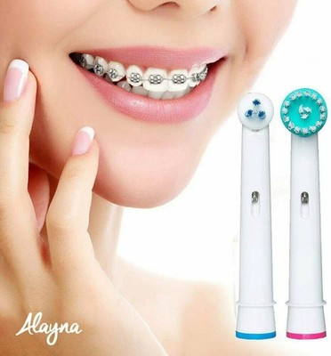 (5)Alayna Replacement Toothbrush Heads 2 Power  2 Ortho Tip Compatible w/ Oral B