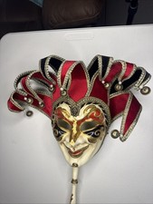 Venetian Carnevale Masquerade Mask Hand Made In Italy 2 Long W/ 9 Bells