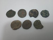 Lot of 7 Ancient Roman Coins Uncleaned Constantine II Fel Temp Reparatio Thessa