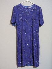 Vintage Adrianna Papell Evening 100% Silk Beaded Special Occasion Dress Size 12
