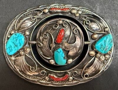 Original Navajo T.K. Emerson Large Sterling Silver Belt Buckle