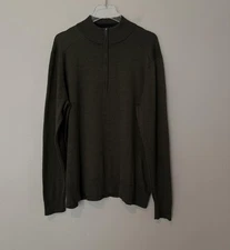 Smartwool Sweater Mens XL Olive Green Half Zip Merino Wool Blend Performance