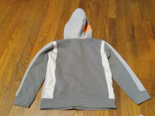 NIKE Boys' Zip Up Hoodie Size 6 M Grey & White , Orange Logo Accents , 110-116CM - Picture 5 of 6