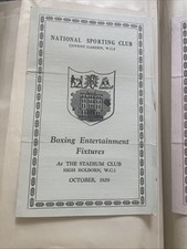National Sporting Club Covent Garden Boxing Entertainment Fixtures 1929
