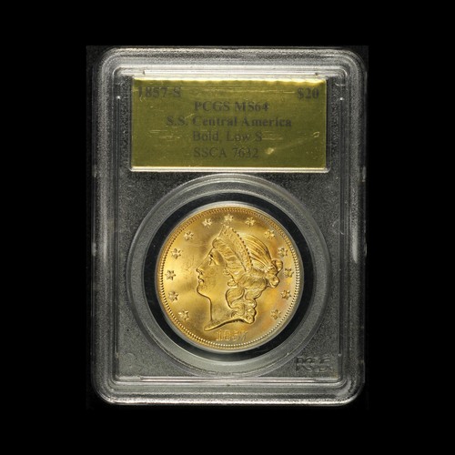 1857-S $20 Gold Liberty Bold Low S PCGS MS64 - Free Shipping USA