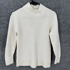 Alashan Sweater Womens Medium Ivory 100% Merino Wool Mock Neck Luxury Soft