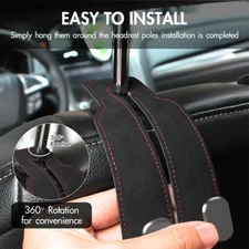 1pcs Black Car Headrest Hook Leather Seat Back Hanger Bag Purse Cloth Holder