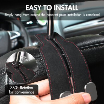 #ad 1pcs Black Car Headrest Hook Leather Seat Back Hanger Bag Purse Cloth Holder $1.99