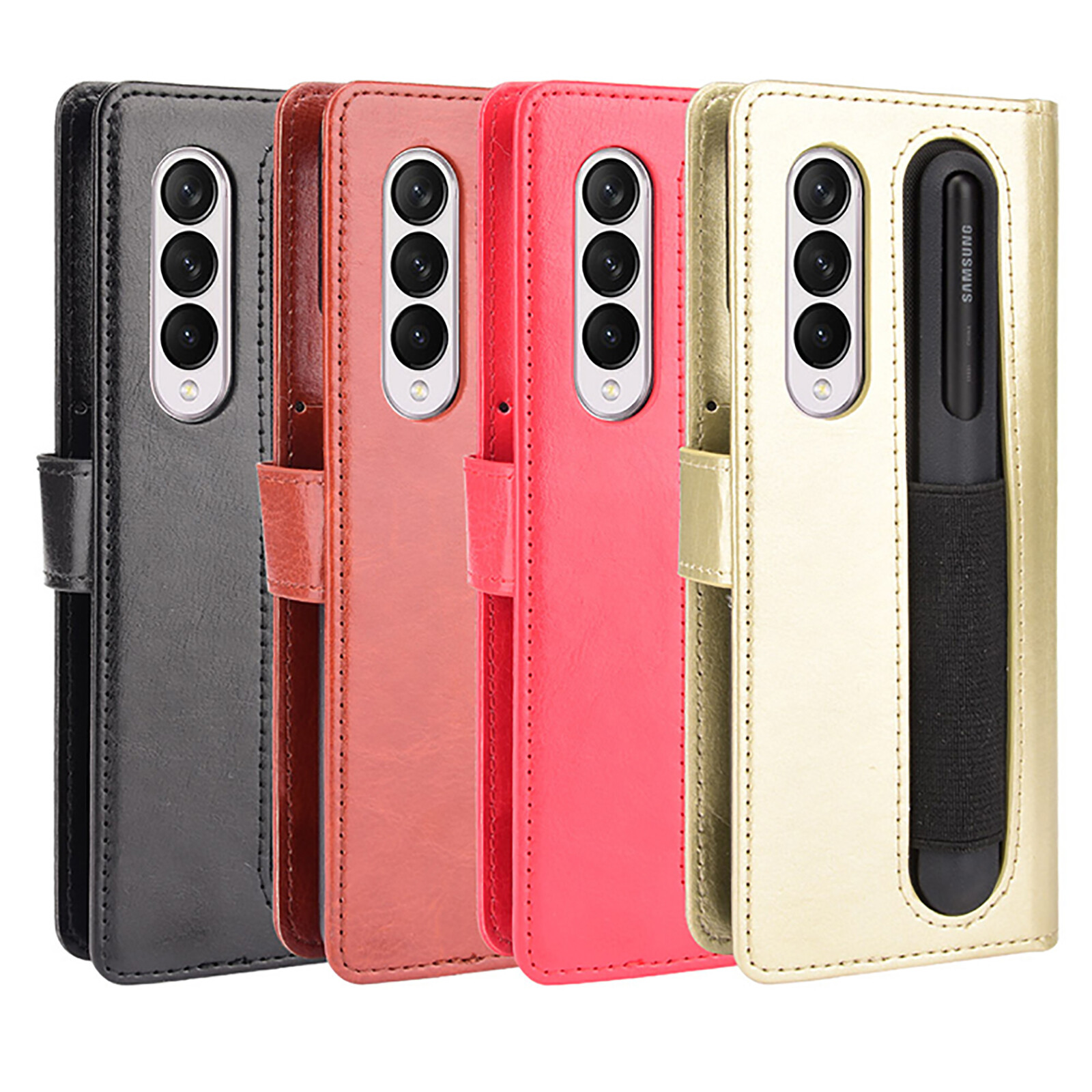 Samsung Galaxy Z Fold 3 Leather Case with Pen Slot & Card Holder-image