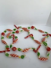 Vintage Blow Mold Life Saver Peppermints Candy Canes & Popcorn Christmas Garland