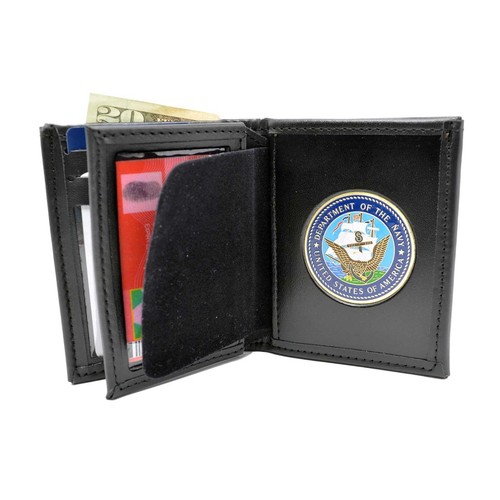 Perfect Fit Leather Bifold Wallet Mens w Medallion Military State Federal Seal - Picture 15 of 20