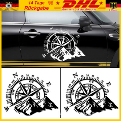2X Auto Aufkleber Kompass Windrose Offroad Sticker Wohnmobil Van Dekor 60x50cm