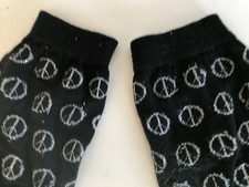 VTG 70s Woman  s Black Silver Peace Sign Print Groovy vintage clothing Ladies