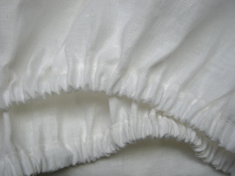 Linen Fitted Sheet UK Australia Sizes White Oatmeal Beige - Image 3 of 4
