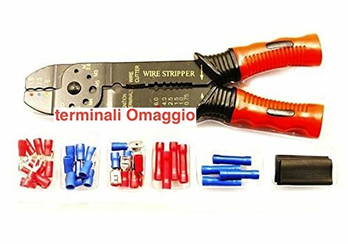 Kit Pinza Crimpatrice Professionale + 40 Capicorda Faston Preisolati