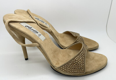 Vero Cuoio Womens Shoes Beige Suede Crystal Size 41 Italy (US 10.5) Retail $420