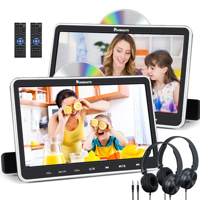 2X10.1'' Auto Kopfstütze Monitor TV Tragbarer DVD Player HDMI USB SD Regionsfrei