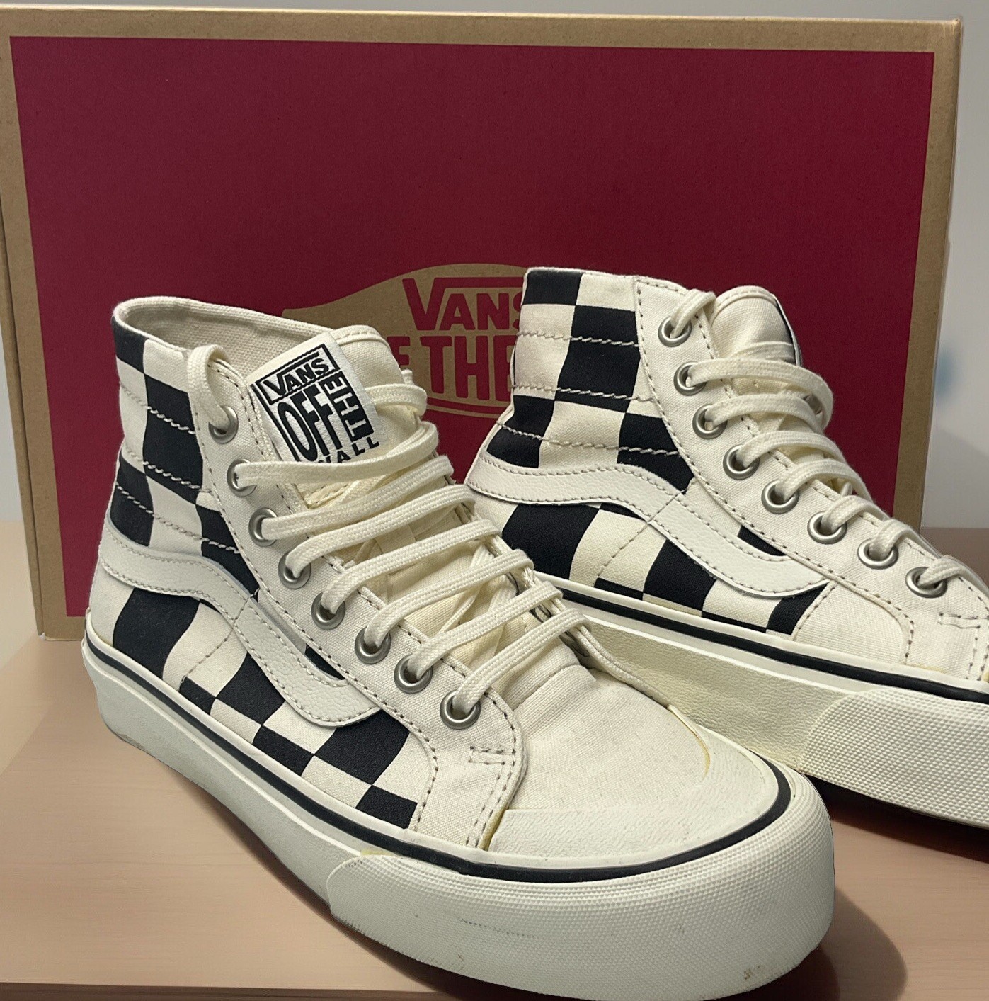 Vans SK8-Hi Decon Mega Check Black White Sneakers Men's 5 Women's 6.5-image