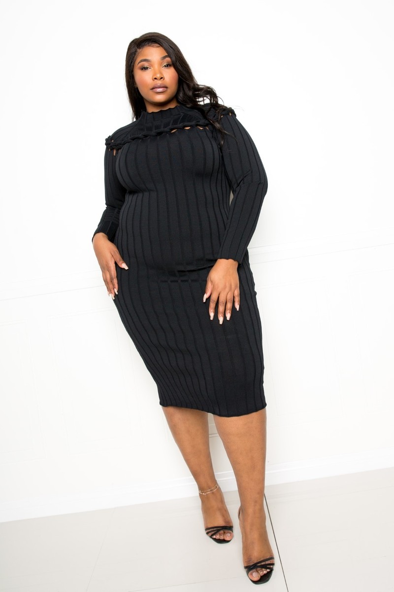 fitted long sleeve sweater dress Shine Ribbed Crew Neck Long Sleeve Maxi Sweater Dress