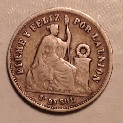 ~ 1875 YJ  PERU 1/5 Sol