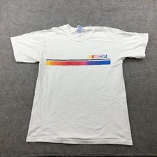 Vintage Nascar Shirt Men Medium White Spell Out Racing Y2K *