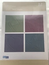 QuicKutz Basic Shapes Embossing Folders - Heart, Diamond, Flower, Star - EUC