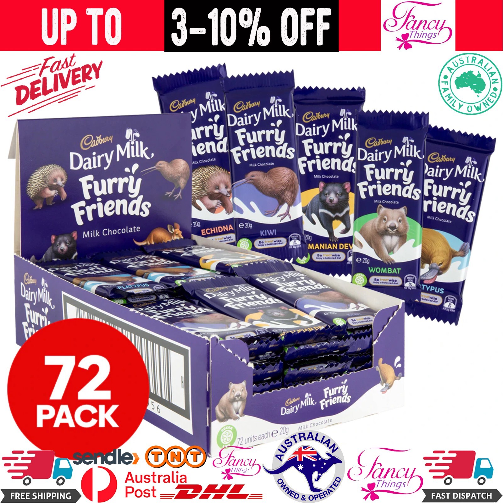 Bulk Lot 72 x Cadbury Dairy Milk Chocolate Freddo Frog Caramello Koala