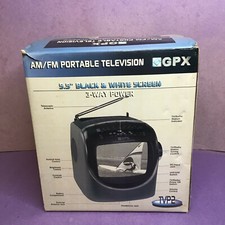 GPX AM/FM Portable Television 5.5" Black and White Screen 3-Way Power TVP2
