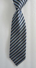 ERMENEGILDO ZEGNA Blue Striped 100% Silk 60 Inches Long Men's Necktie