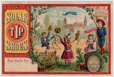 Victorian Trade Cards 1878 Hamilton, Brown & Co., Solar Tip Shoes, St. Louis MO.