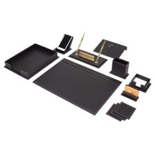 13 PCS Leather Desk Organizer Set-Office Desk Accessories-Black Leather Desk Set