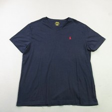 Polo Ralph Lauren Shirt Mens Large Short Sleeve V Neck Blue Outdoors Pony